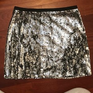 TOPSHOP Silver Sequin Banded Skirt